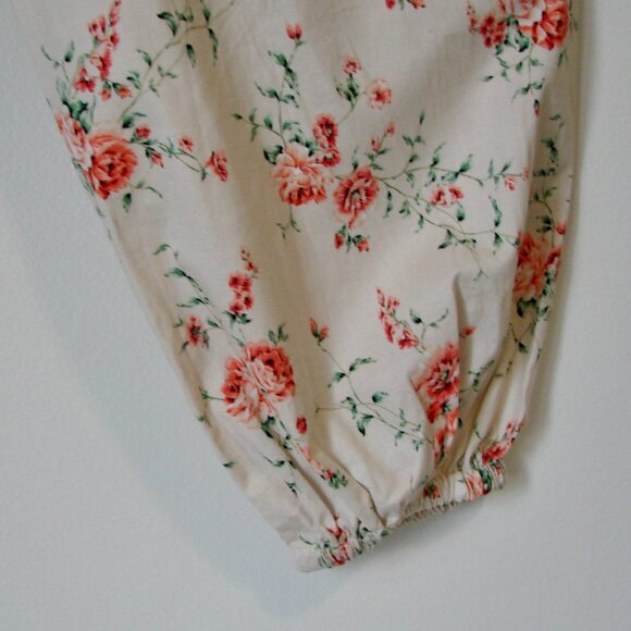 WeWoreWhat Ruched Dainty Floral Top Bustier Pouf Sleeves Cream Pink NEW Large - Picture 10 of 15